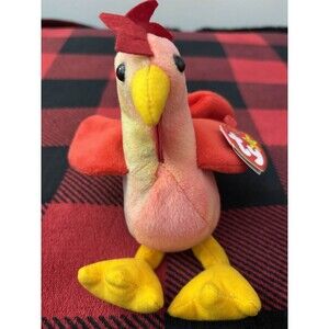1996 Ty Strut the Rooster 4th Gen Tags 4171 Beanie Baby 8" Bird Plush Toy
